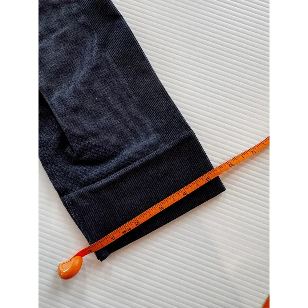 Lululemon Seamlessly Street Crop Heathered Naval Blue Leggings Women's 4 Pilates